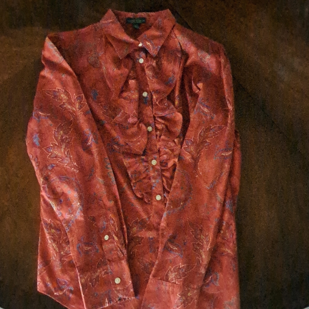 Lauren Jeans Co. Ralph Lauren (L) Red Ruffle Blouse